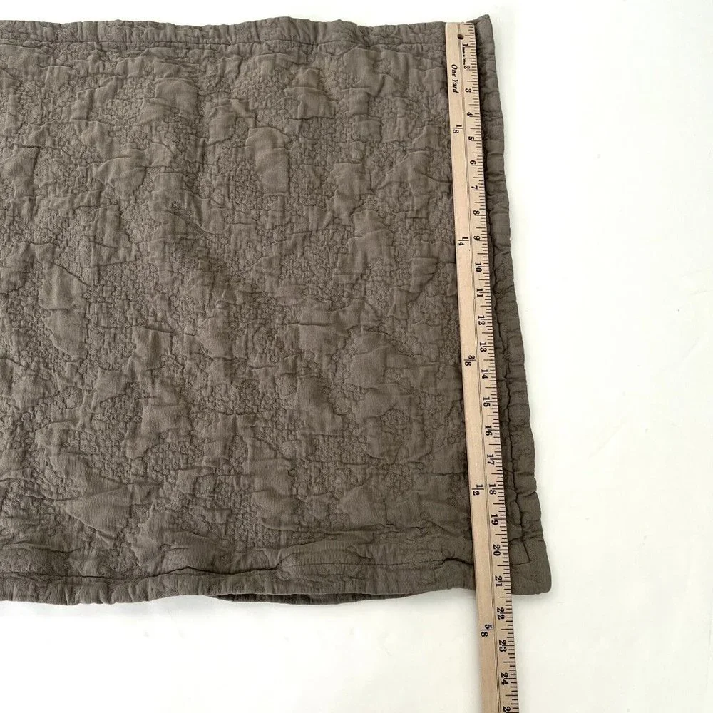 Restoration Hardware Single Pillow Cover Grey-Green Textured 100% Cotton Zip
